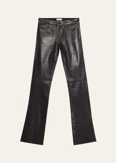 L Agence Selma High-rise Coated Sleek Baby Boot Jeans In Noir Coated