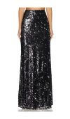 L Agence Sequin Zeta Long Skirt In 실버 & 블랙