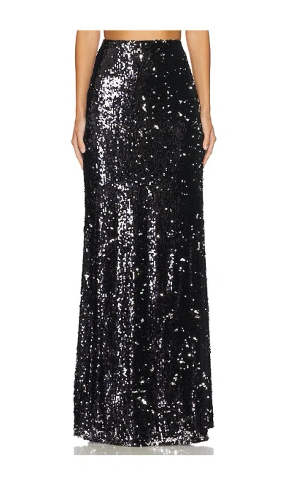 L Agence Sequin Zeta Long Skirt In 실버 & 블랙