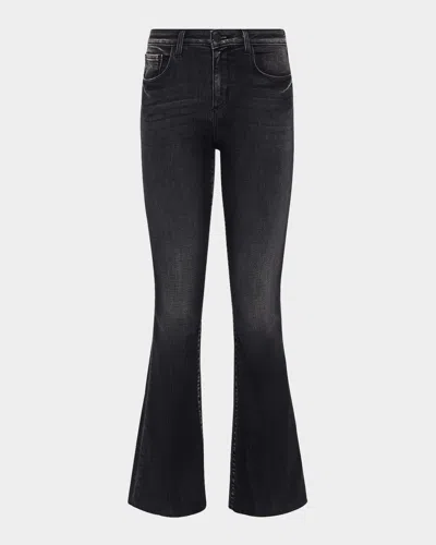 L'agence Sera High Rise Sneaker Flare Jeans In Obsidian