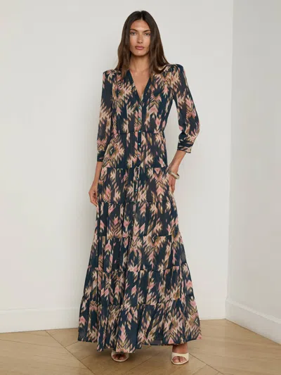 L Agence Seraphina Tiered Maxi Dress In Blue