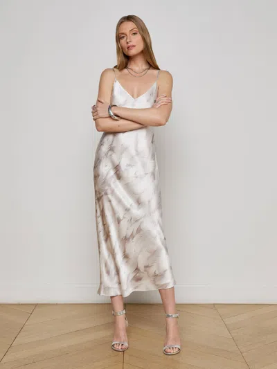 L Agence Seridie Silk Slip Dress In Neutral