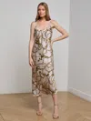 L'agence Seridie Silk Slip Dress In Gray