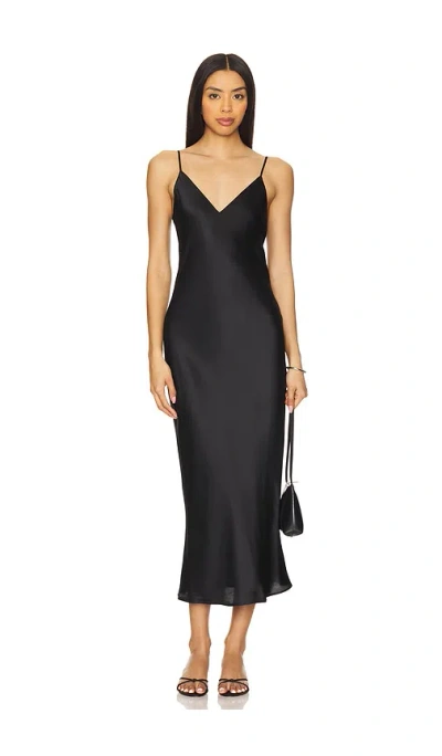 L'agence Seridie Mid-length Silk Slip Dress In Black