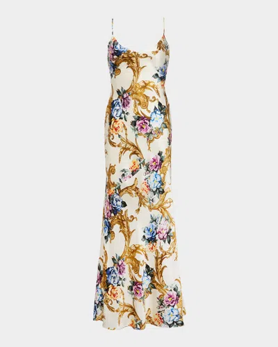L Agence Serita V-neck Bias-cut Maxi Dress
