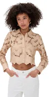 L Agence Seychelle Cropped Button Down Shirt Almond In Brown