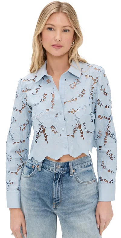 L Agence Seychelle Cropped Buttondown Blue Fog