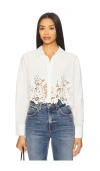 L Agence Seychelle Cropped Buttondown Top