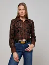 L Agence Seychelle Cropped Eyelet Blouse In Brown