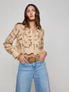 L'agence Seychelle Cropped Button Down Shirt Almond In Brown