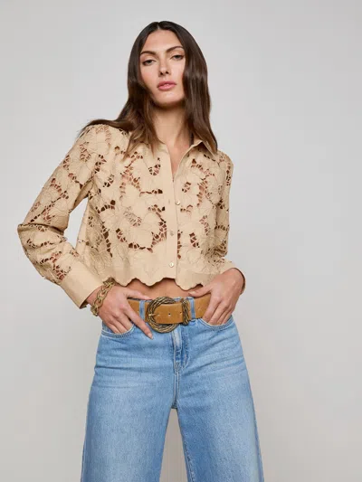 L Agence Seychelle Cropped Lace Blouse