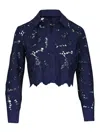 L Agence Seychelle Cropped Buttondown Top In Navy In Blau
