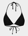 L Agence Shine Bright Like A Diamond Annabelle Triangle Bikini Top In Black