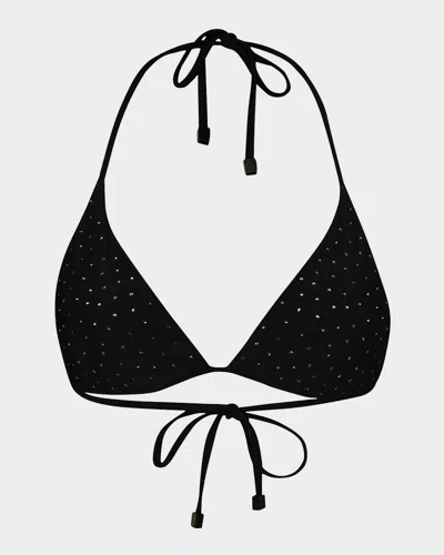 L Agence Shine Bright Like A Diamond Annabelle Triangle Bikini Top In Black
