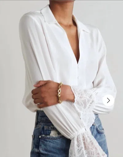 L Agence Shyla Lace Cuff Blouse In Ivory In White