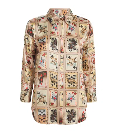 L Agence Silk Cropped-sleeve Dani Blouse In Multi