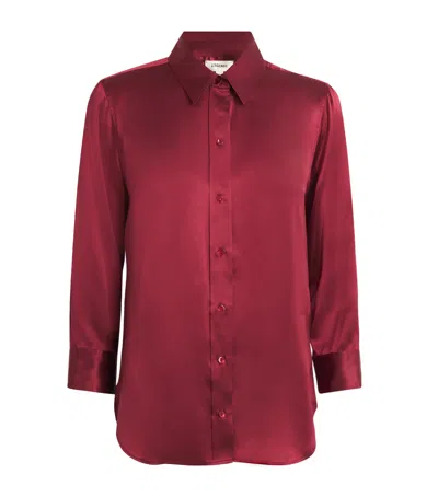 L Agence Silk Cropped-sleeve Dani Blouse In Red