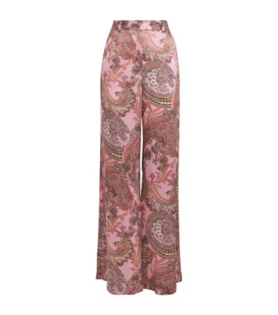 L Agence Silk Pilar Wide-leg Trousers In Pink
