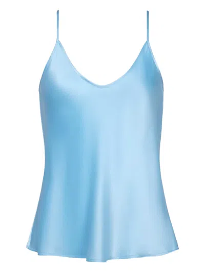 L Agence Silk Top In Blue