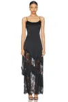 L'agence Silvana Silk Lace Gown In Black