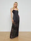 L Agence Silvana Silk Lace Gown In Black