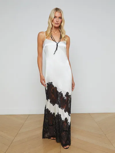 L Agence Silvana Silk Lace Gown In Ivoryblack