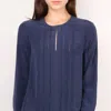 L AGENCE SIMONE PLEATED BLOUSE IN NAVY