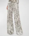 L Agence Snake Pilar Wide-leg Pants In Tan Multi Snake