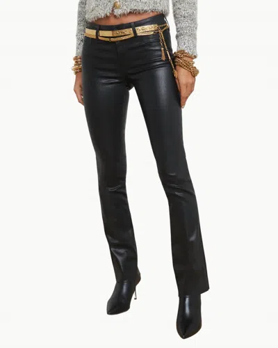 L Agence Sneeki Low Rise Sneaker Straight Jeans In Noir Coated In Multi