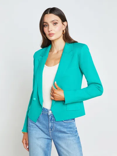 L Agence Sofia Knit Blazer In Bright Seafoam