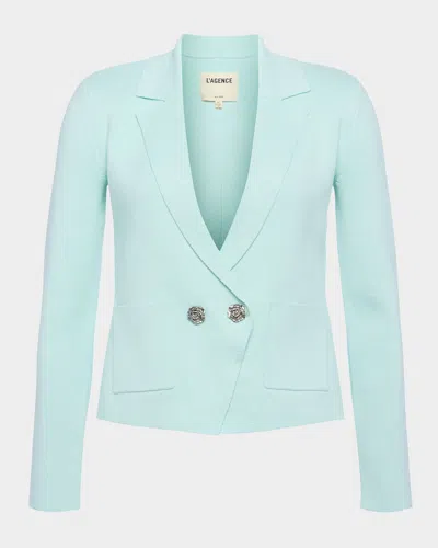 L Agence Sofia Knit Blazer In Pale Jadenickel Rose