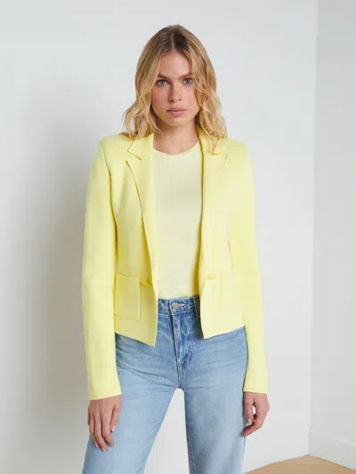 L Agence Sofia Knit Blazer In Yellow Sorbet