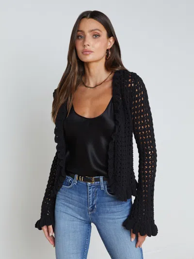 L Agence Solaris Crocheted Cardigan In Black