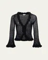 L Agence Solaris Open Stitch Cardigan In Black