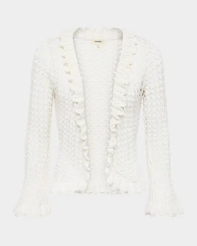 L Agence Solaris Open Stitch Cardigan In White