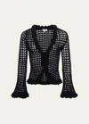 L Agence Solaris Crocheted Cardigan In Black