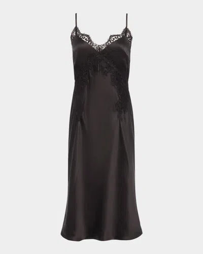 L Agence Song Lace Slip Midi Dress In Black