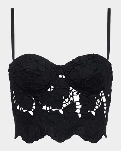L Agence Sonya Eyelet-embroidered Bralette In Black