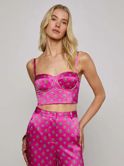 L Agence Sonya Silk Bustier In Pink