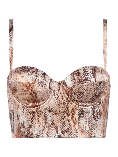 L Agence Sonya Silk Bustier In Multi