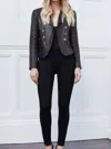 L'agence Sorel Leather Double Breasted Blazer In Black In Grey