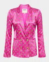 L Agence Southwestern Geometric Colin Double-breasted Blazer In Pink