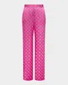 L Agence Southwestern Geometric Pilar Wide-leg Pants In Pink