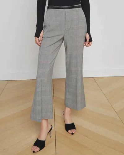 L Agence Stacey Cropped Flare Trouser In Ivory/black Glen Plaid In Grey