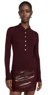 L Agence Sterling Collared Sweater Dark Syrah/gold In Dark Syrah/gold