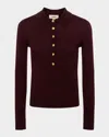 L Agence Sterling Collared Sweater Dark Syrah/gold In Dark Syrahgold