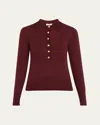L Agence Sterling Collared Sweater Dark Syrah/gold In Dark Syrahgold