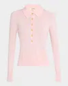 L Agence Sterling Collared Sweater In Pale Pinkgold