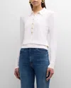 L Agence Sterling Jewel-button Sweater In Whitegold