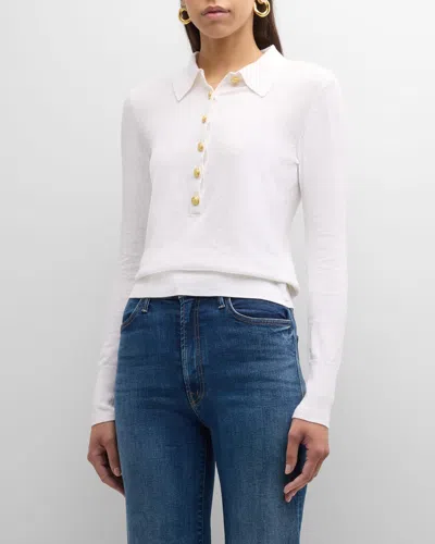 L Agence Sterling Collared Sweater In Whitegold